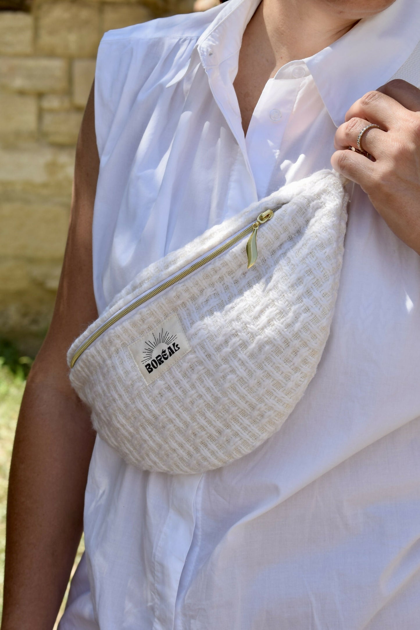 SAC BANANE HORTENSE TWEED ÉCRU