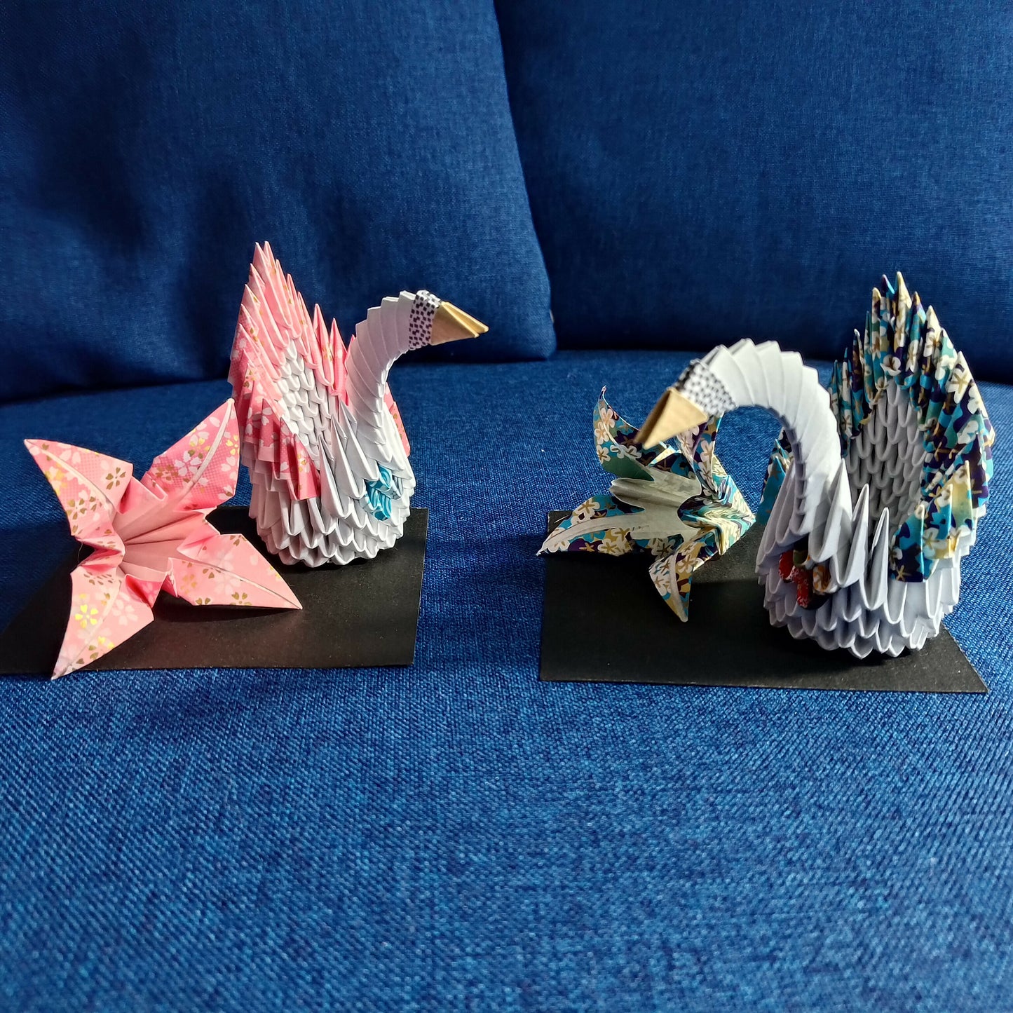 Ensemble origami cygne et fleur de lys