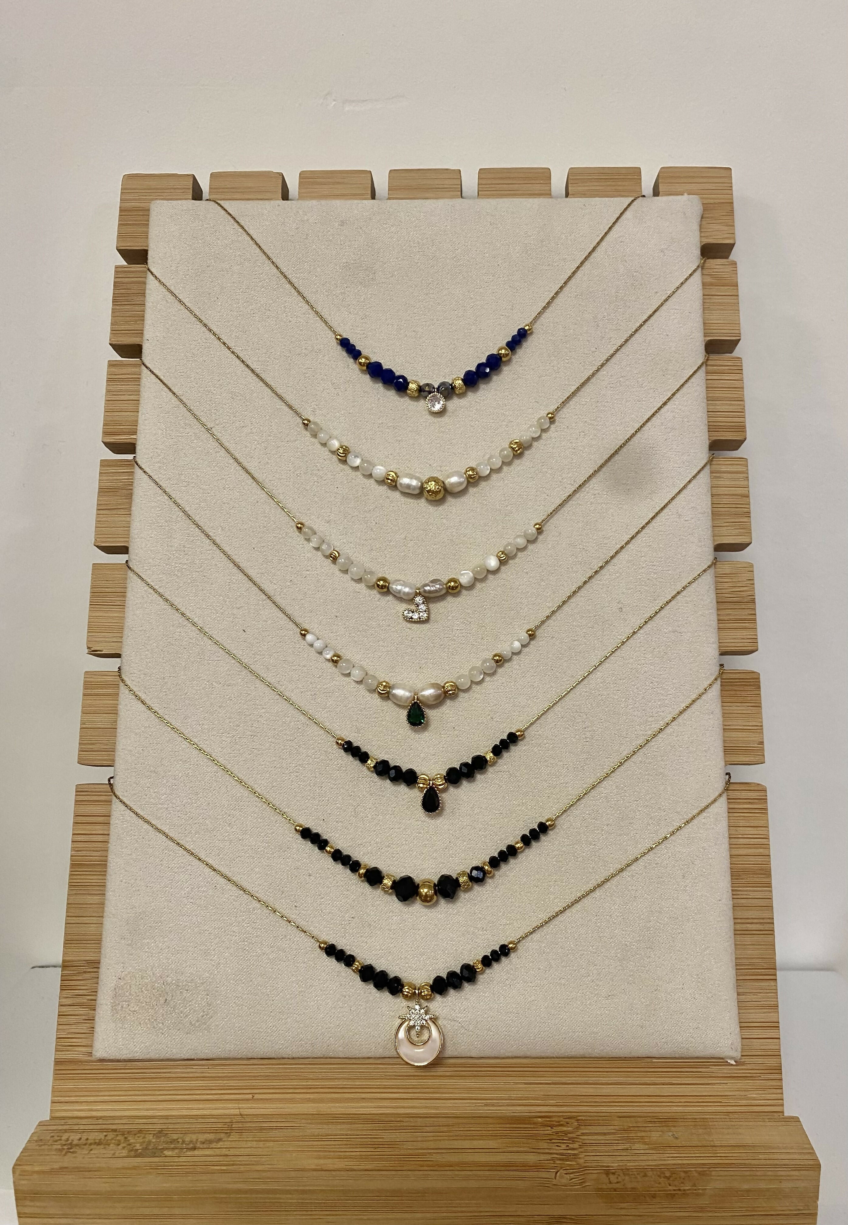 Collier serpentine perles de culture
