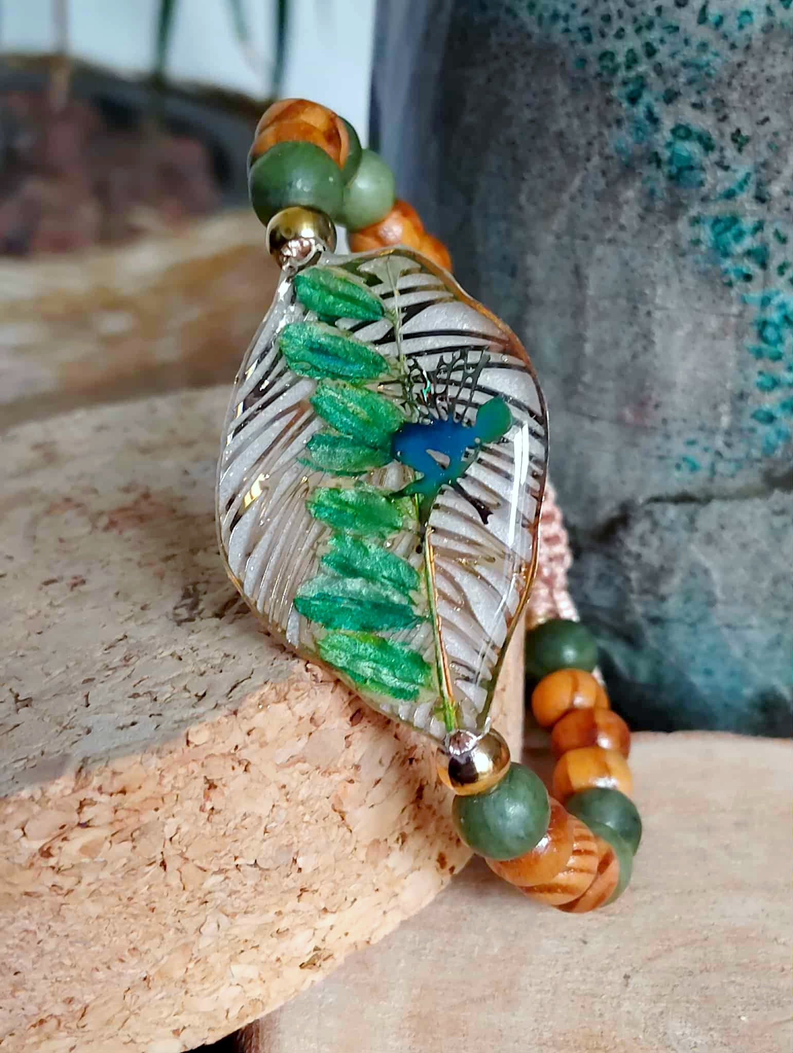 Bracelet, Feuille d'indigotier, Jade