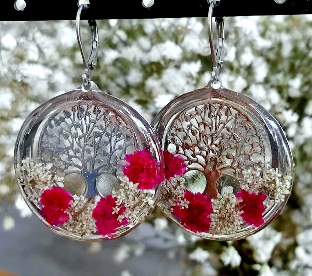 Boucles d'oreille, Fleur de carotte, Gypsophile