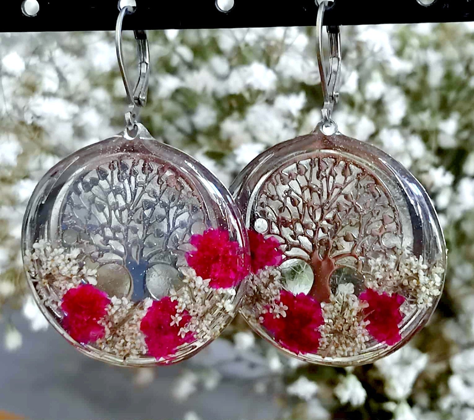 Boucles d'oreille, Fleur de carotte, Gypsophile
