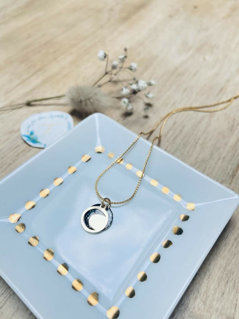 collier fleur de lune noir
