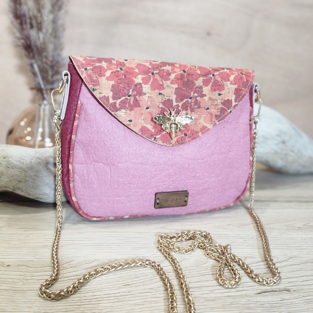 Sac Camélia en Piñatex Rose et Liège
