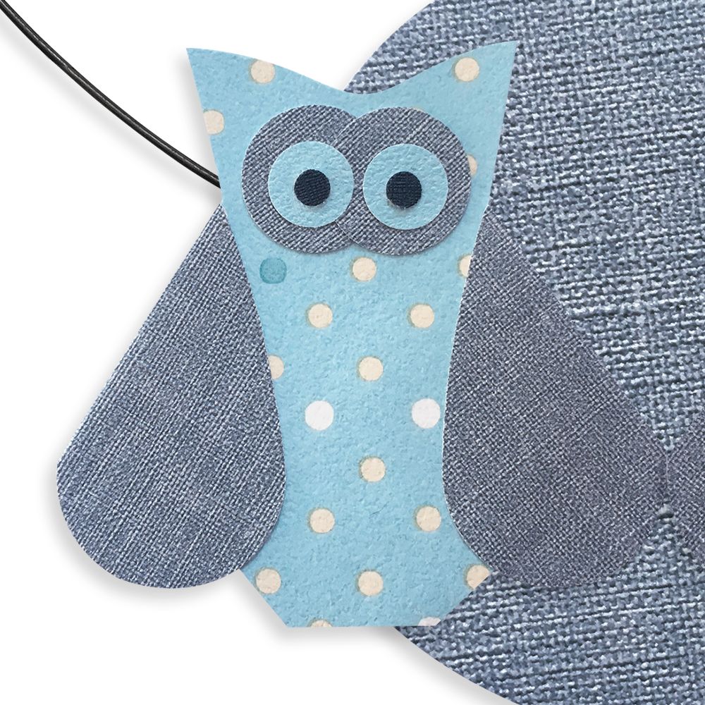 Prénom Augustin en fil de fer - Chouette bleue - Bijoux de mur