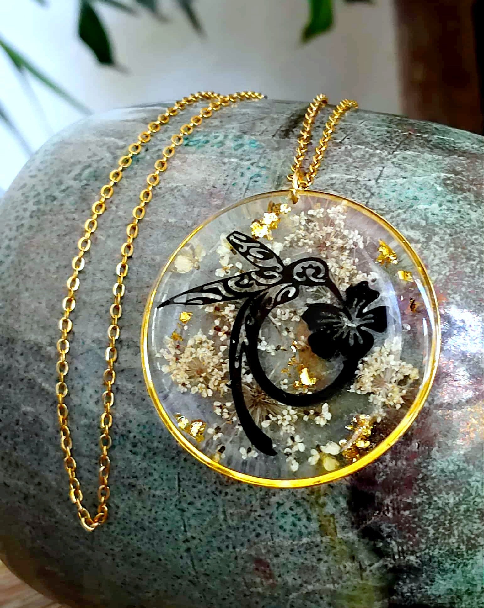 Collier, Colibri, Fleur de carotte