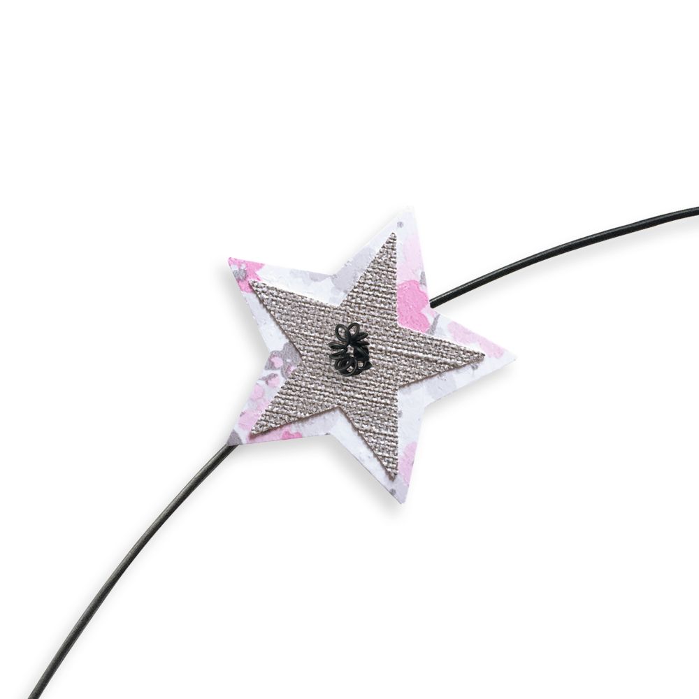 Prénom Inaya en fil de fer - Étoile rose - Bijoux de mur