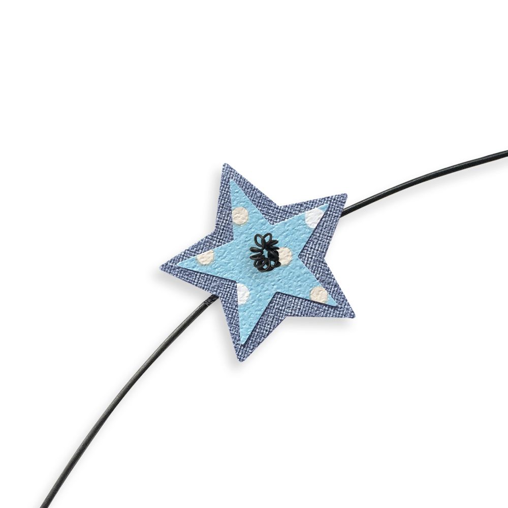 Prénom Isaac en fil de fer - Étoile bleue - Bijoux de mur