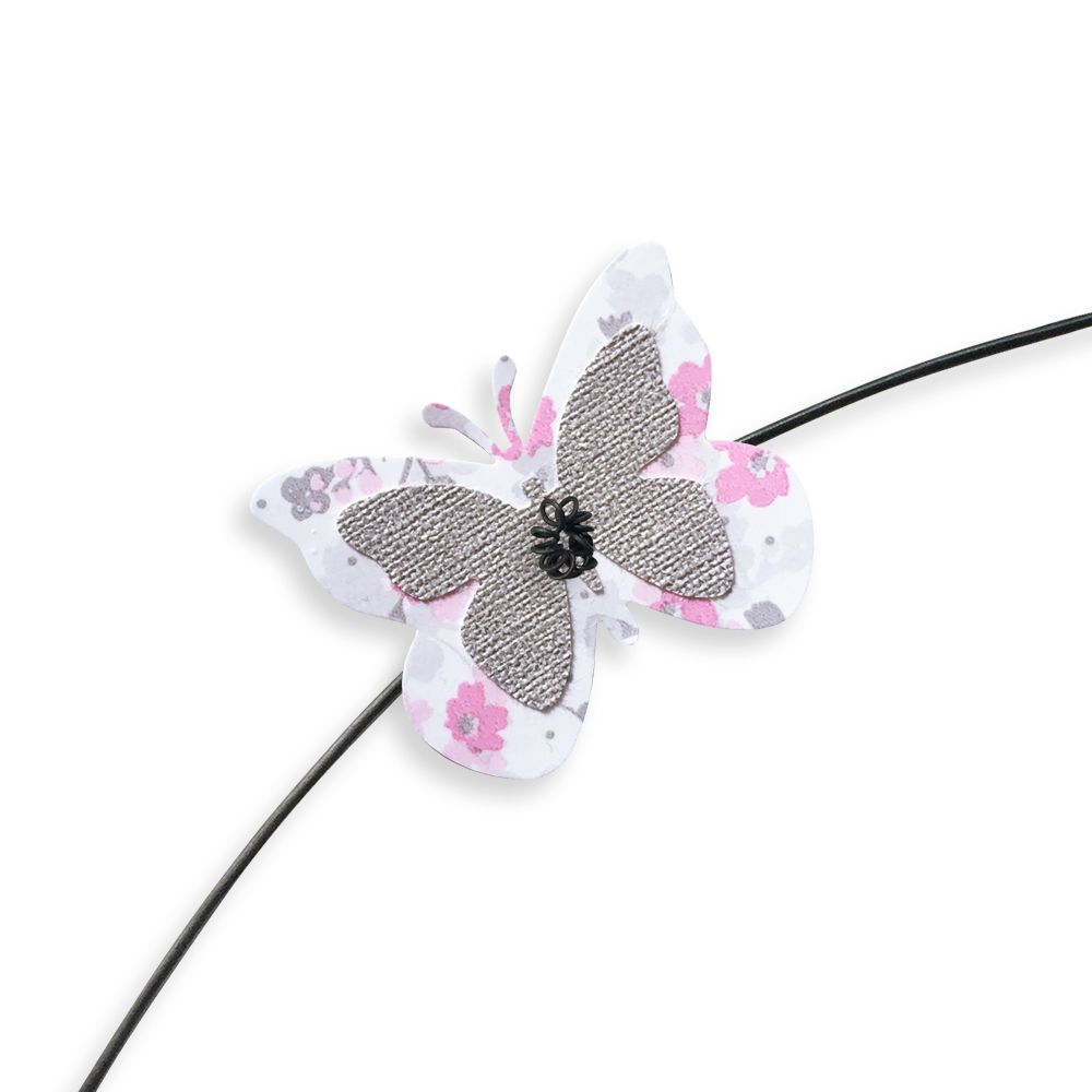 Prénom Léonie en fil de fer - Papillon rose - Bijoux de mur