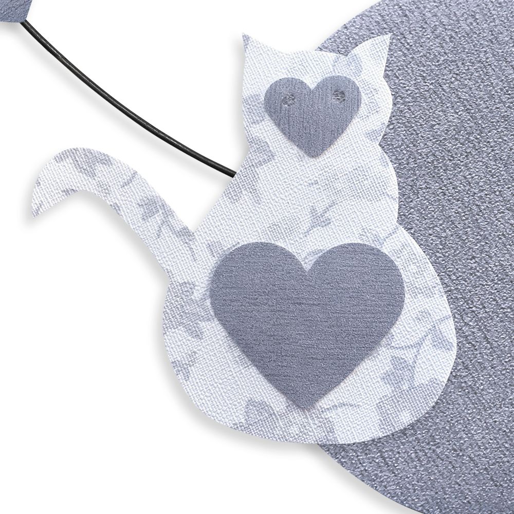 Prénom Marceau en fil de fer - Chat blanc - Bijoux de mur