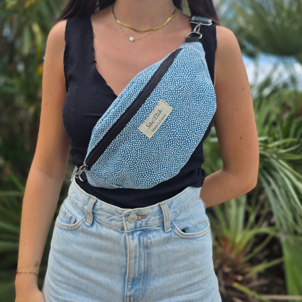 Sac banane en tissu Thévenon bleu