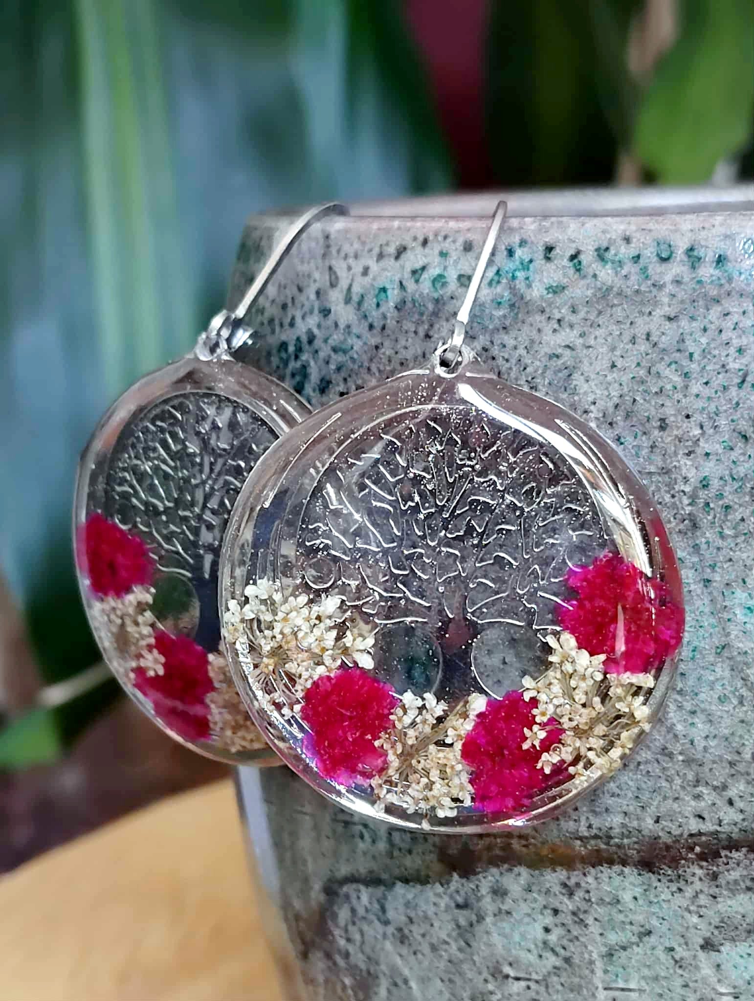 Boucles d'oreille, Fleur de carotte, Gypsophile
