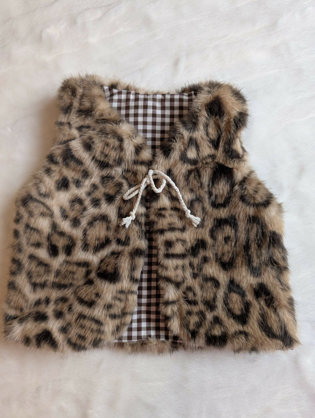 SHEEPHERDER VEST Leopard gingham 18 months 3 years
