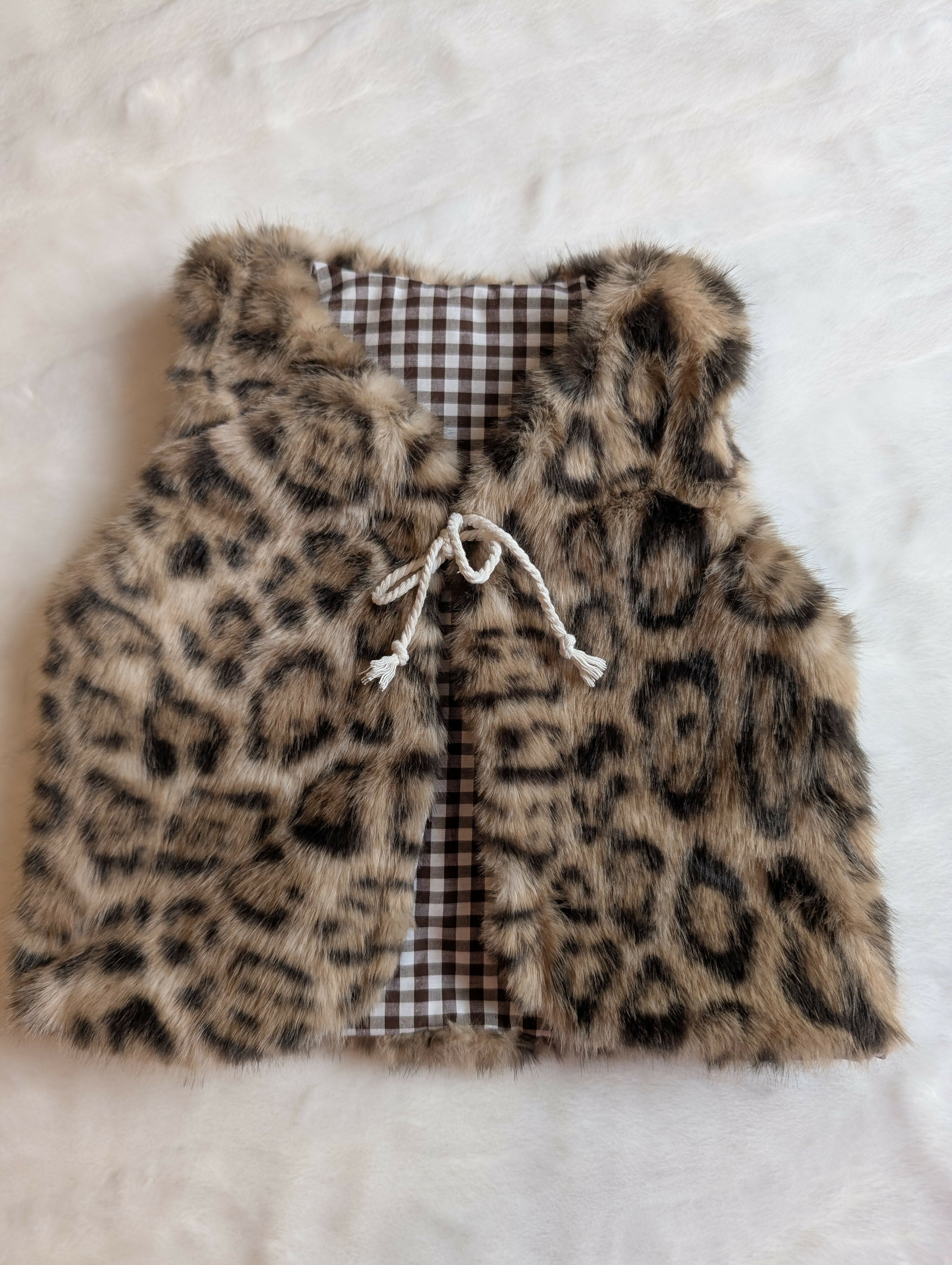 SHEEPHERDER VEST Leopard gingham 18 months 3 years
