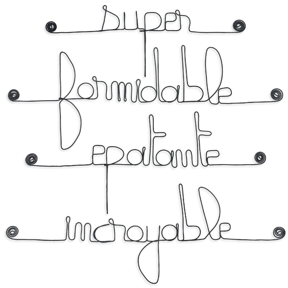 Lot de petits messages en fil de fer - FILLE ADO : Épatante, Formidable, Incroyable, Super - Bijoux de mur