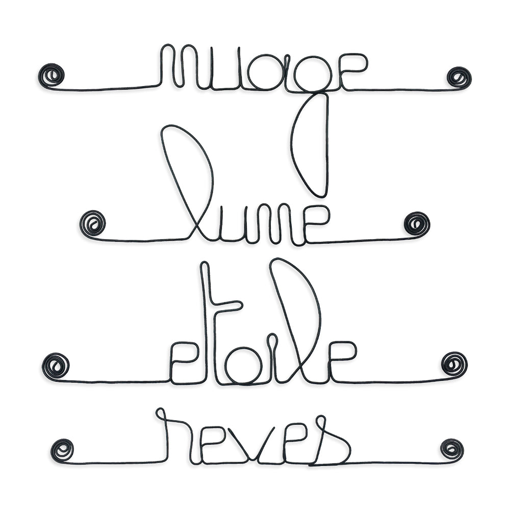 Lot de petits messages en fil de fer - NUIT : Etoile, Lune, Nuage, Rêves - Bijoux de mur