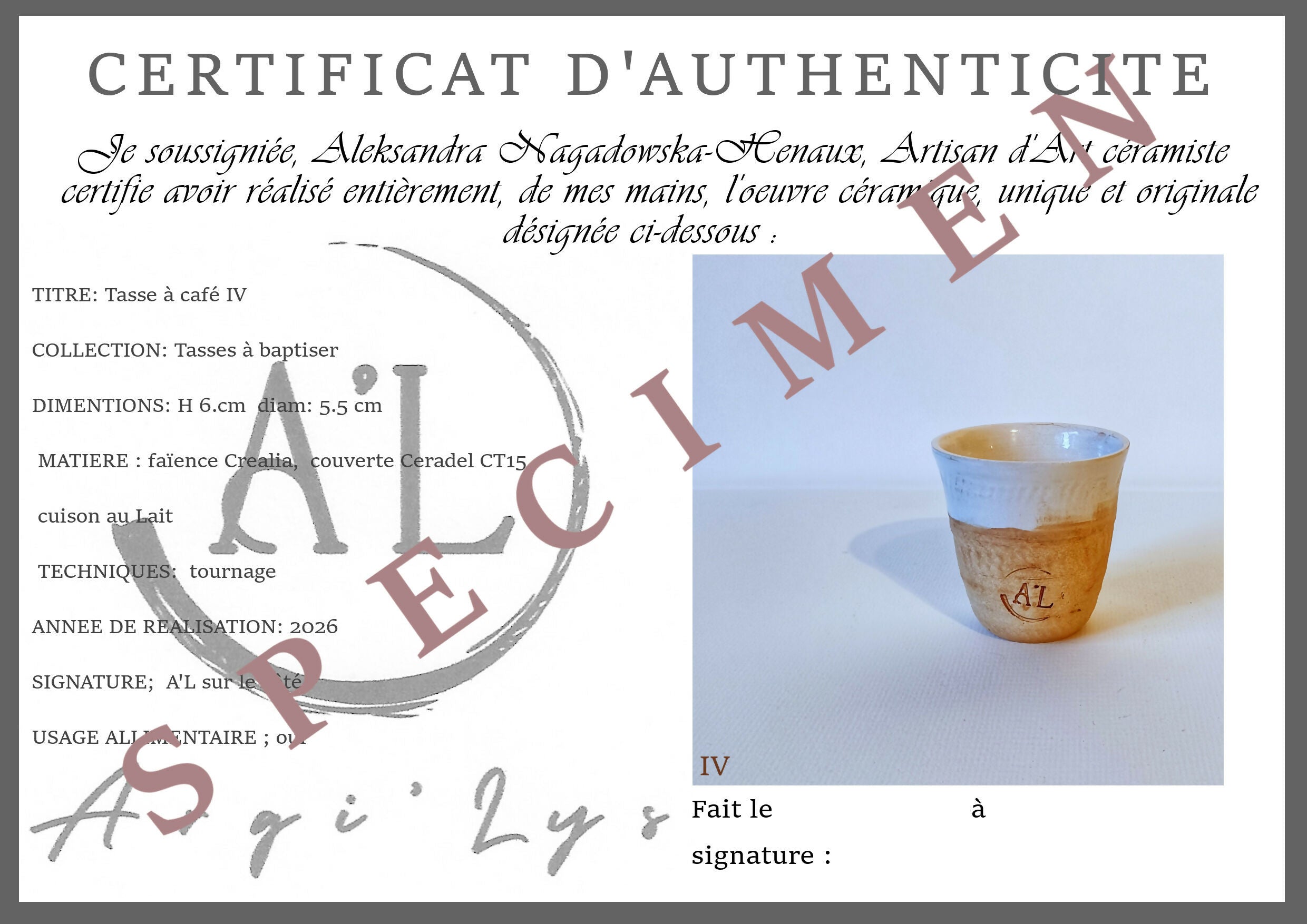 Tasse à café à nommer n° IV
