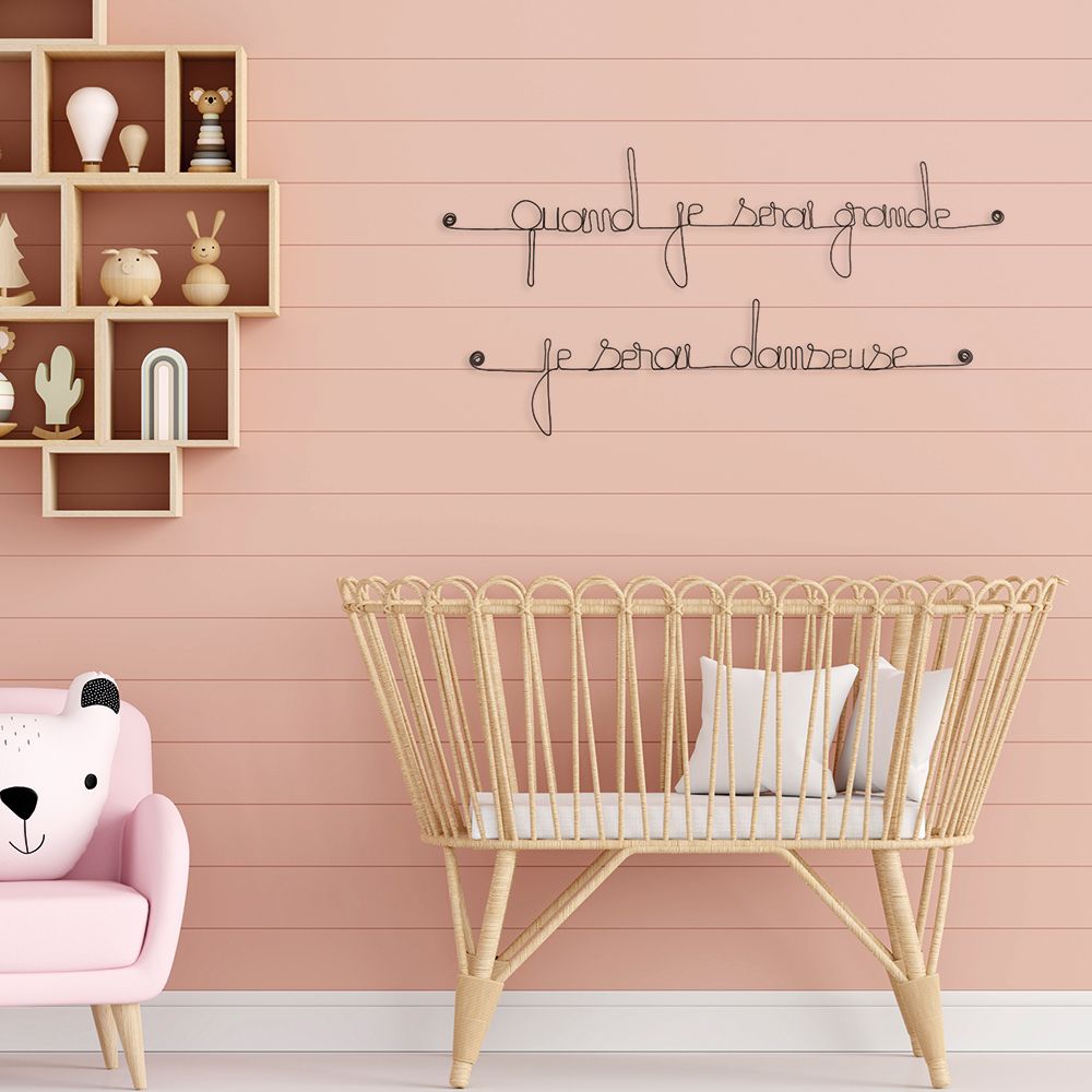 Citation en fil de fer " Quand je serai grande, je serai danseuse " - à punaiser - Bijoux de mur
