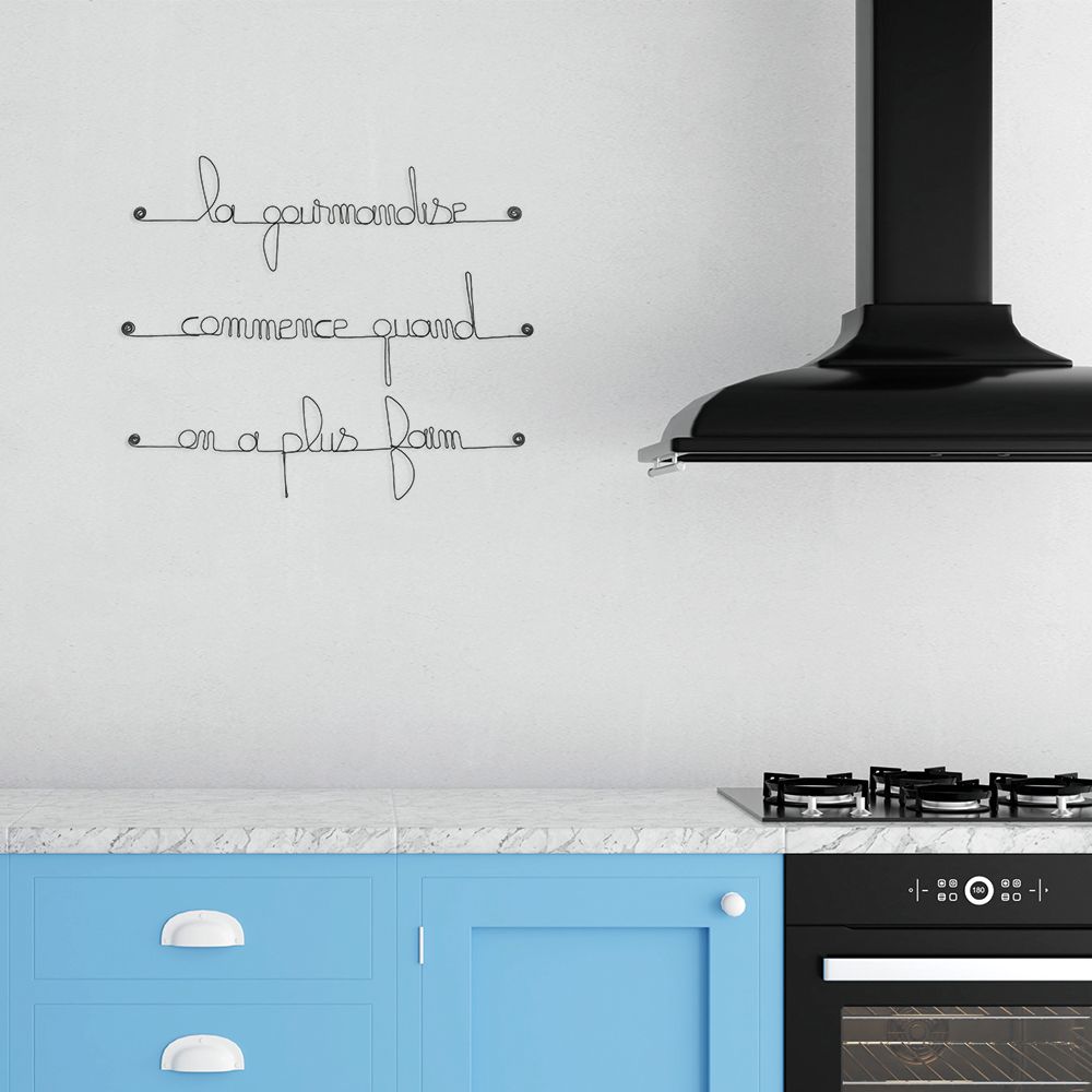 Citation en fil de fer " La gourmandise commence quand on a plus faim " - a punaiser - Bijoux de mur