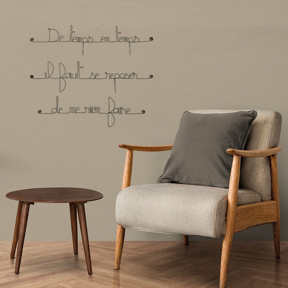 Citation en fil de fer " De temps en temps il faut se reposer de ne rien faire " - à punaiser - Bijoux de mur