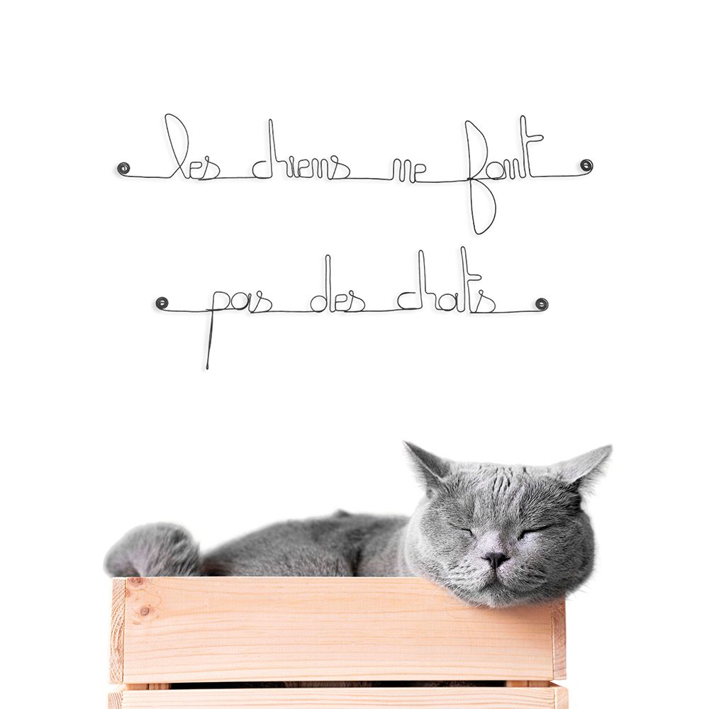 Citation en fil de fer " Les chiens ne font pas des chats " - à punaiser - Bijoux de mur
