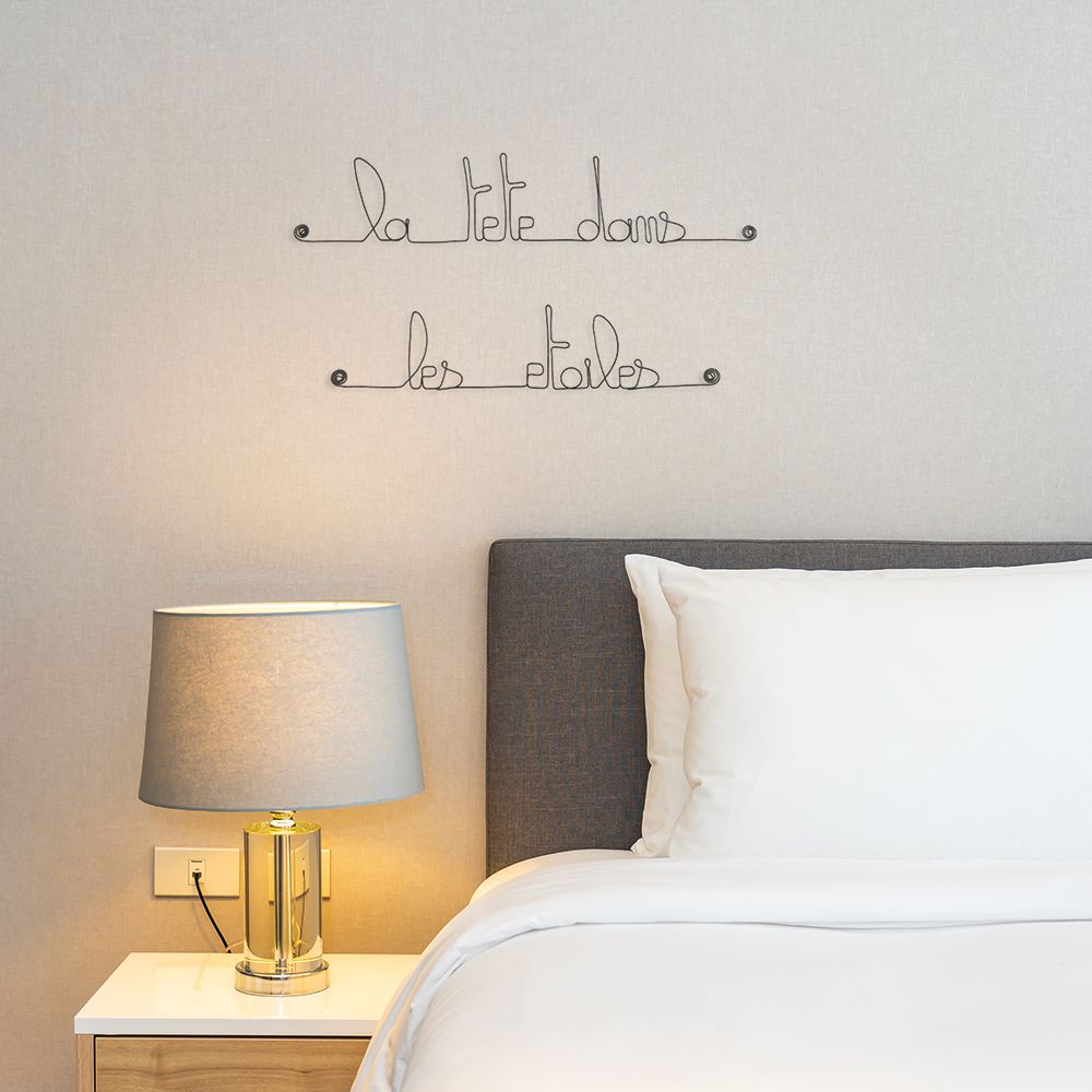 Citation en fil de fer " La tête dans les étoiles " - à punaiser - Bijoux de mur