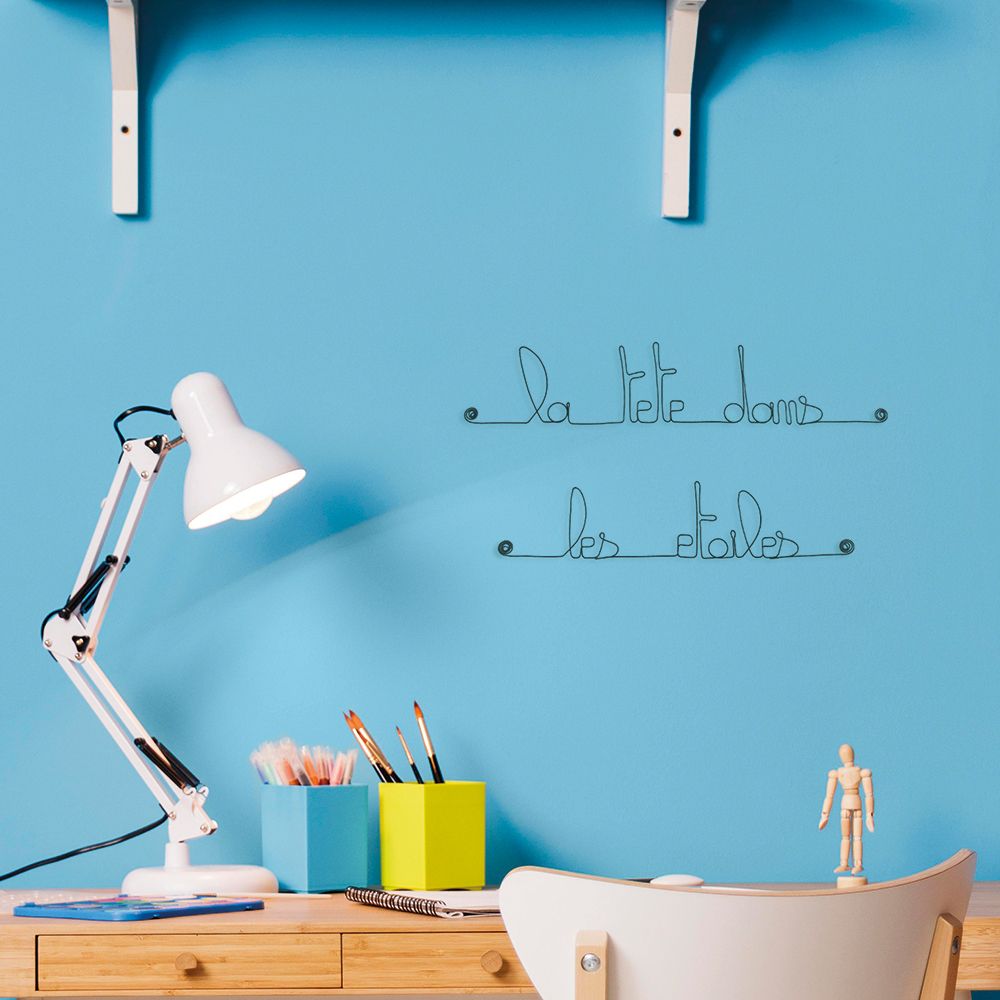 Citation en fil de fer " La tête dans les étoiles " - à punaiser - Bijoux de mur