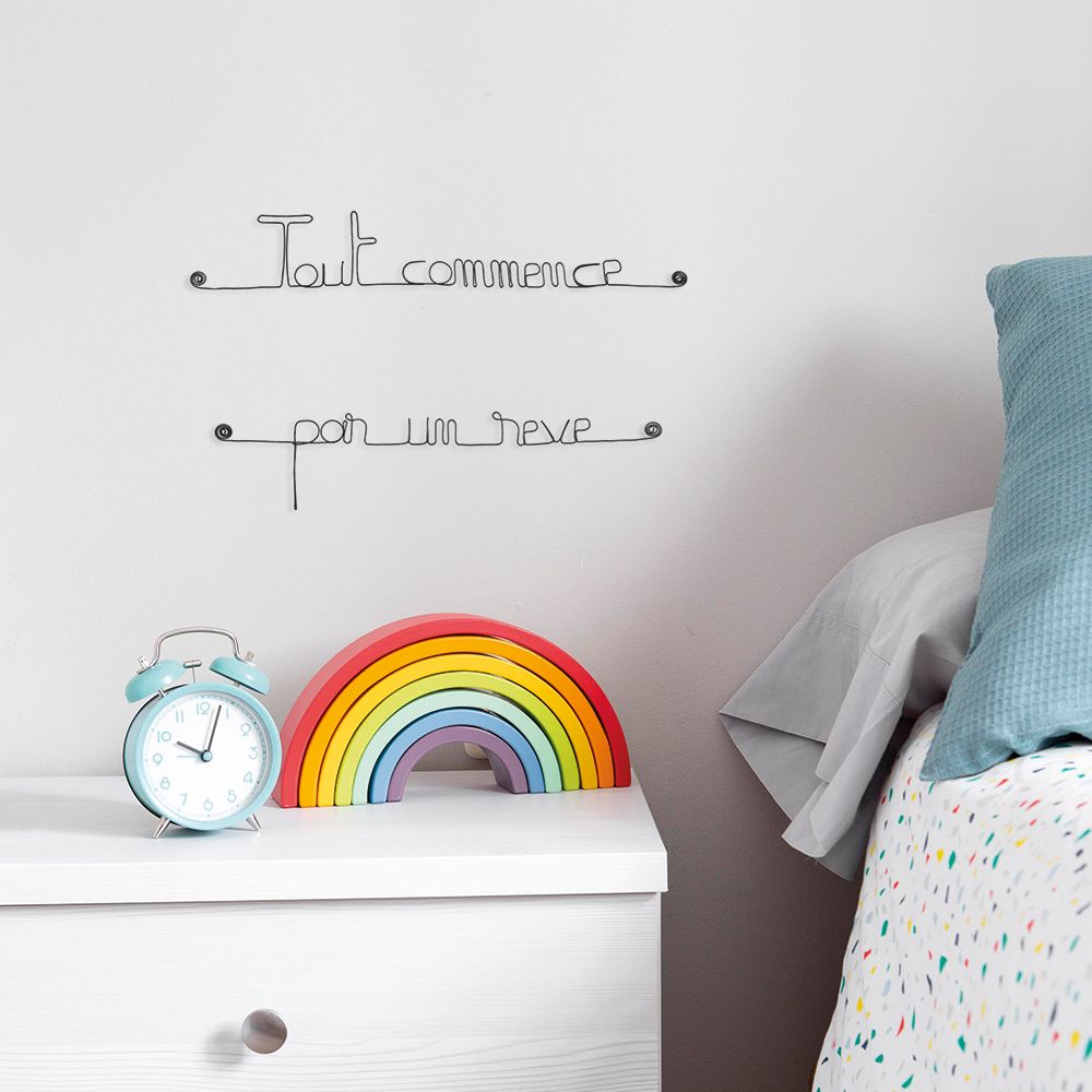 Citation en fil de fer " Tout commence par un rêve " - à punaiser - Bijoux de mur