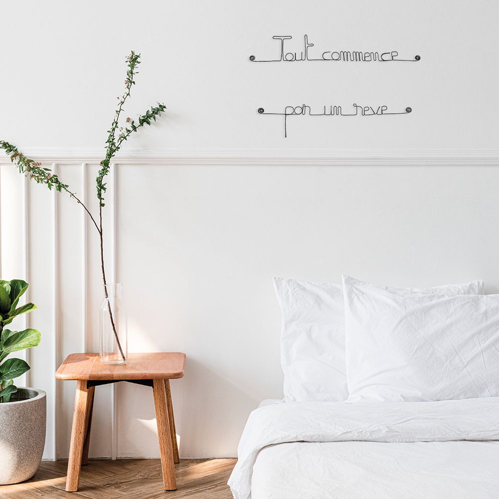 Citation en fil de fer " Tout commence par un rêve " - à punaiser - Bijoux de mur