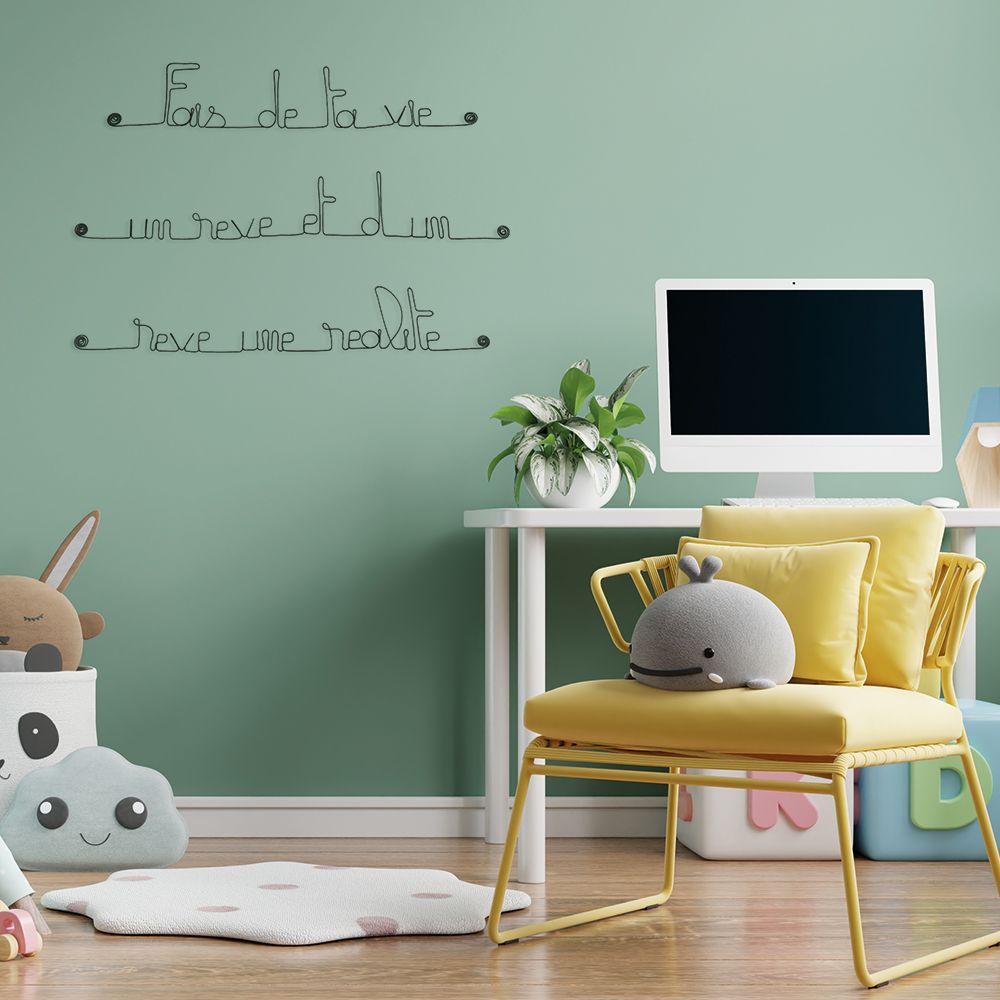 Citation en fil de fer " Fais de ta vie un rêve et d'un rêve une réalité " - à punaiser - Bijoux de mur