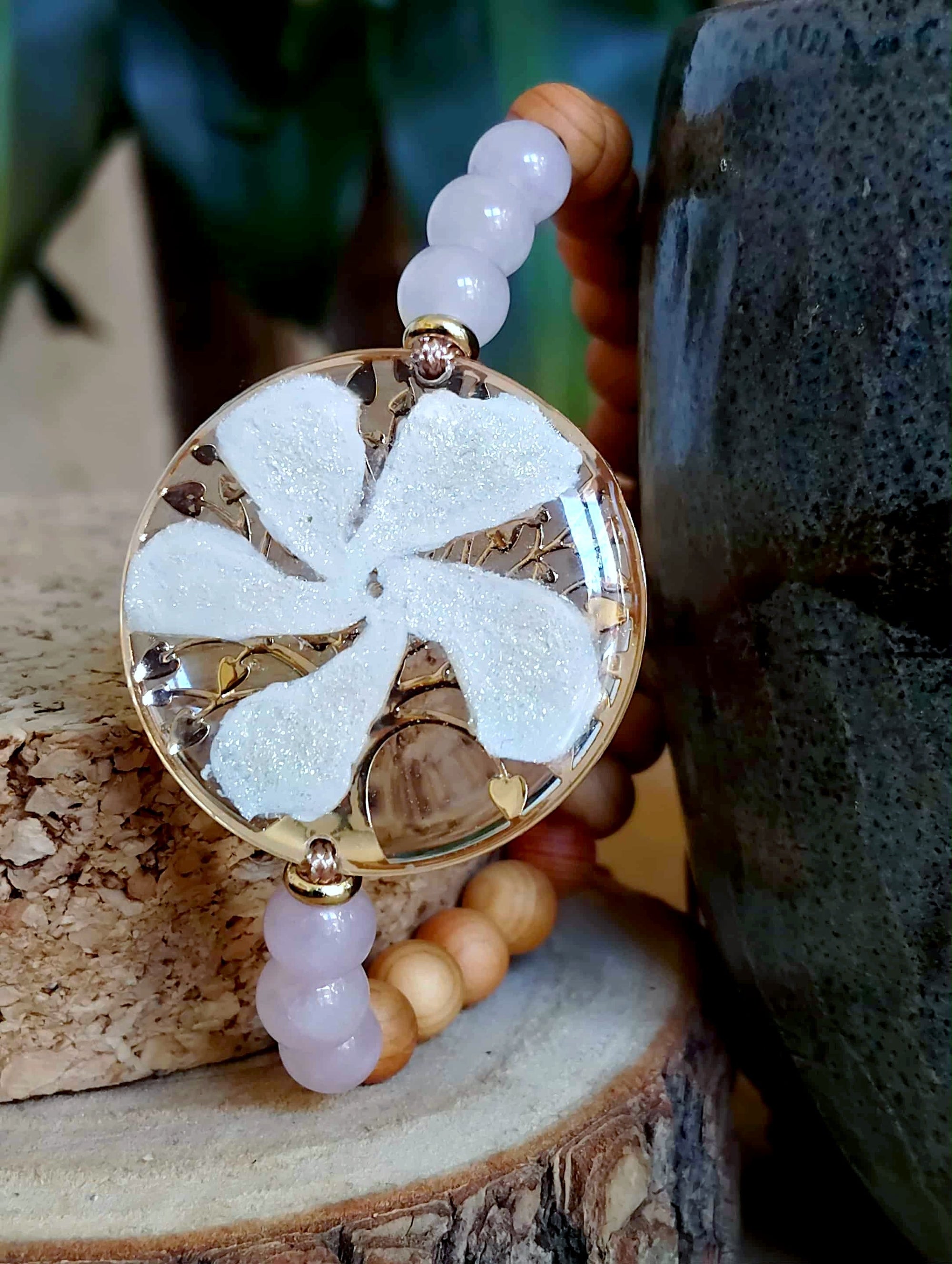 Bracelet Arbre de vie Fleur de Jasmin Quartz rose