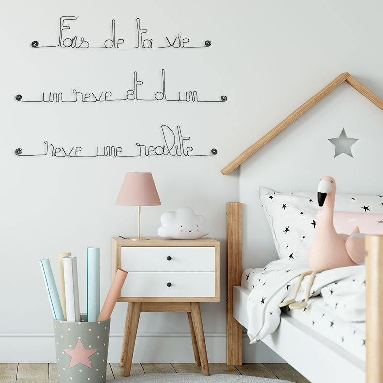 Citation en fil de fer " Fais de ta vie un rêve et d'un rêve une réalité " - à punaiser - Bijoux de mur