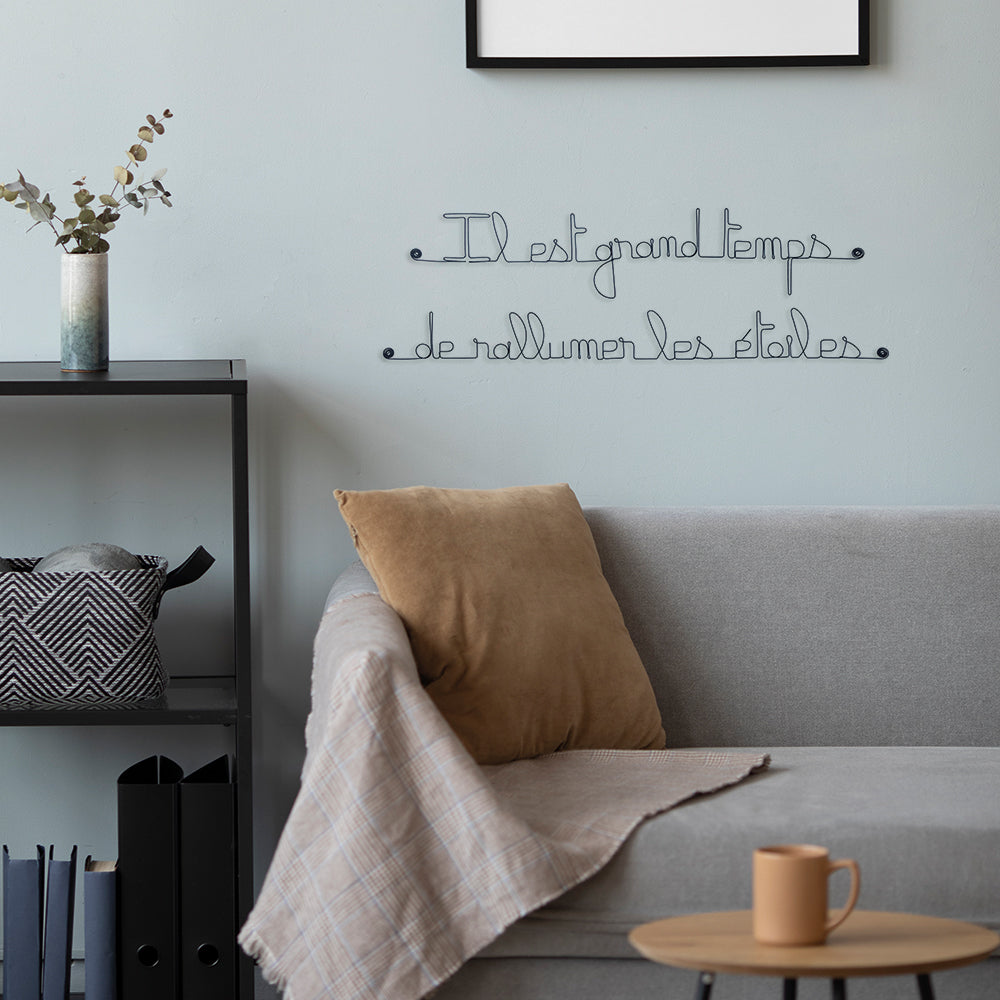 Citation en fil de fer " Il est grand temps de rallumer les étoiles " - à punaiser - Bijoux de mur