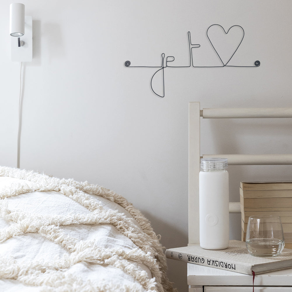 Message et forme en fil de fer " Je t'aime (aime en forme de coeur) " - à punaiser - Bijoux de mur