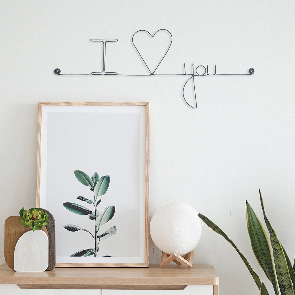Message et forme en fil de fer " I love you (love en forme de coeur) " - à punaiser - Bijoux de mur