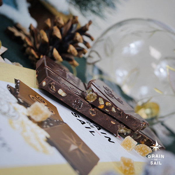 Dark Chocolate bar, caramelized nuts and candied ginger - 100G - ORGANIC