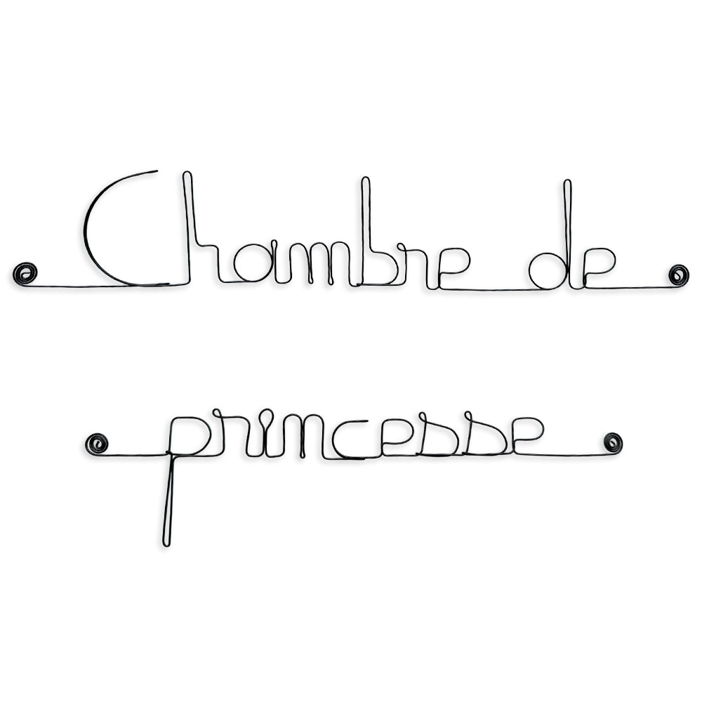 Message simple en fil de fer " Chambre de princesse " - Bijoux de Mur