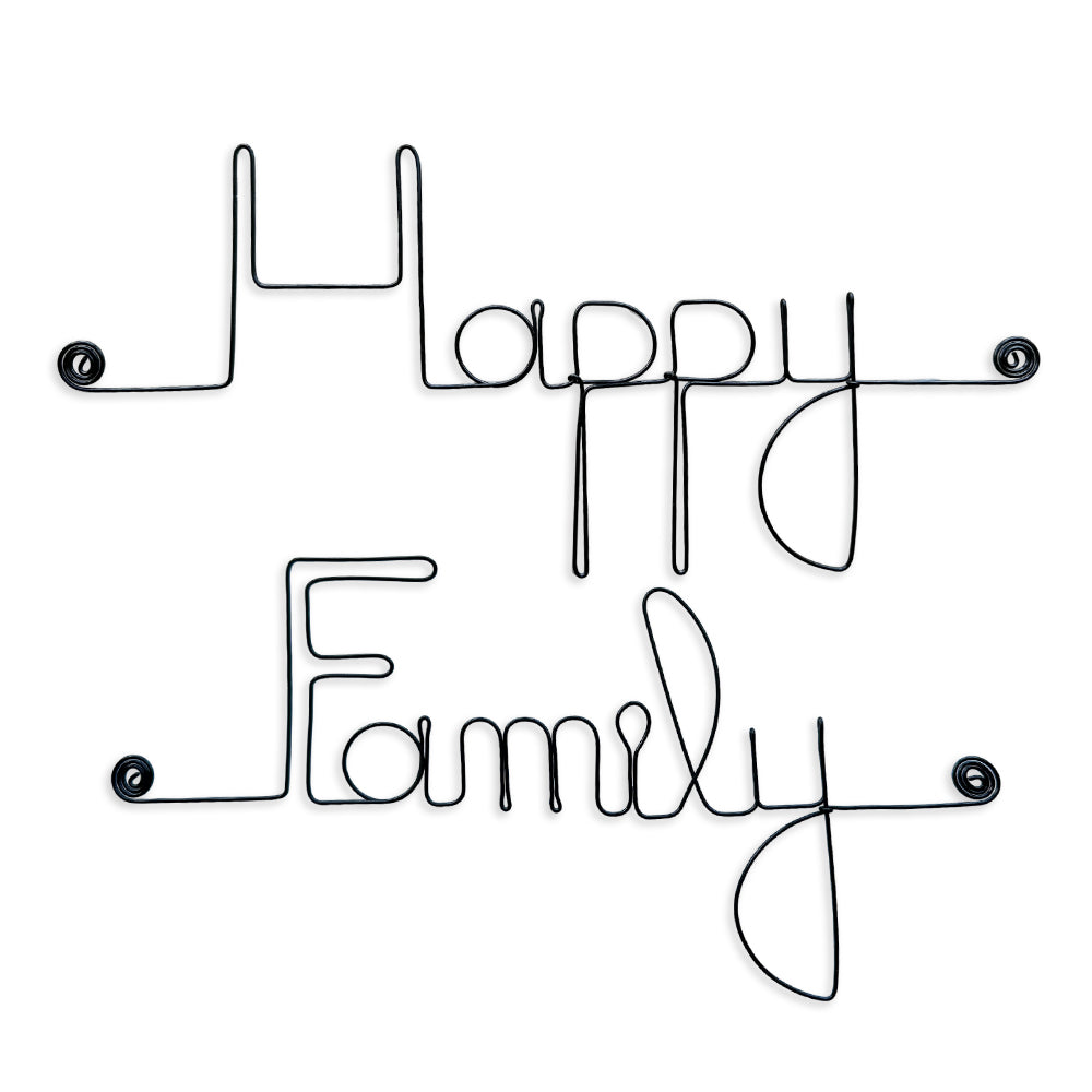 Message simple en fil de fer " Happy Family " - à punaiser - Bijoux de mur