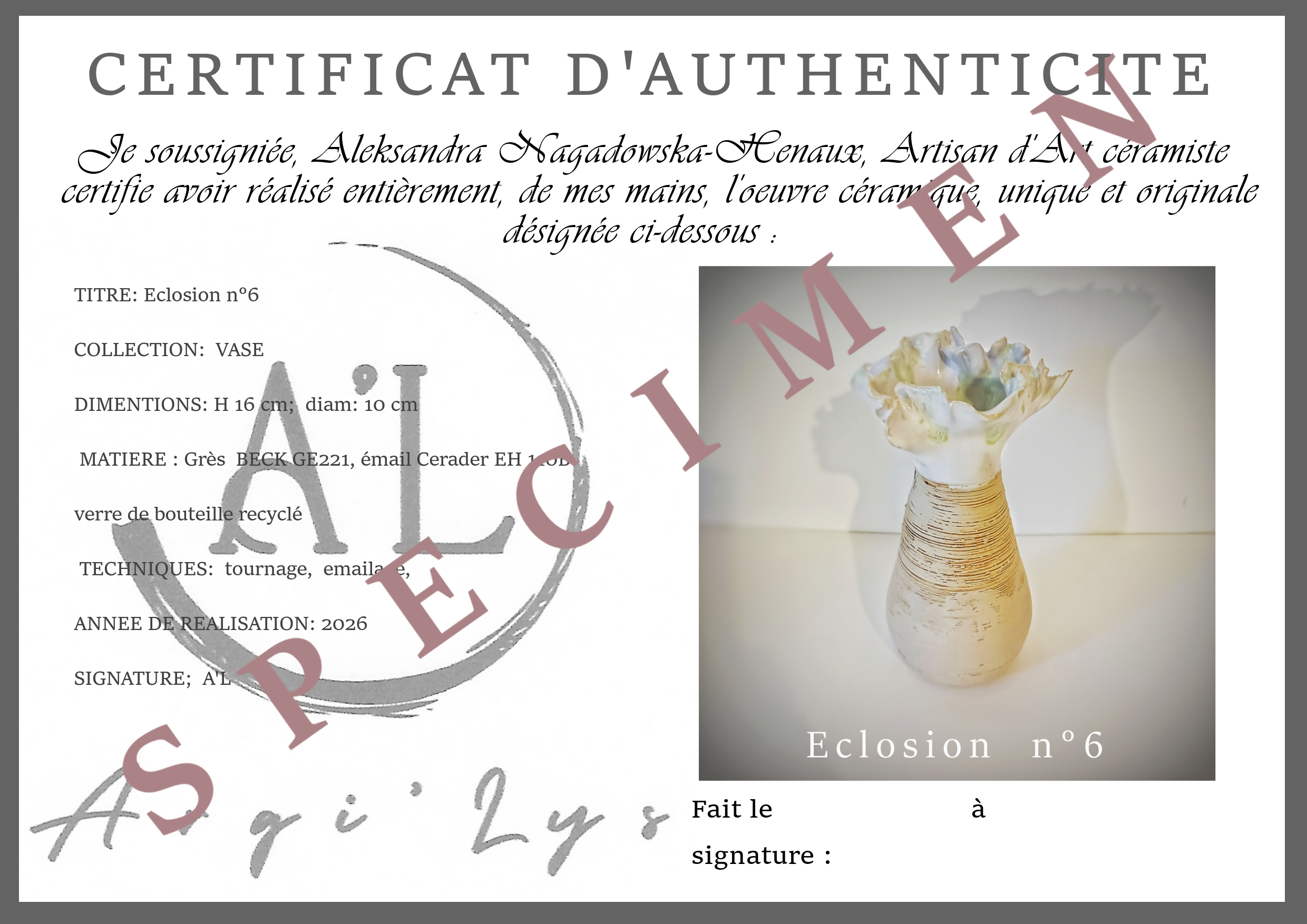 vase Eclosion N° 6
