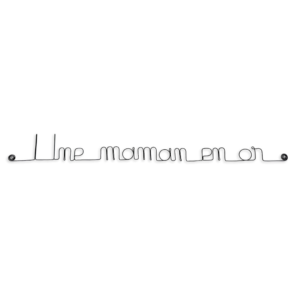 Message simple en fil de fer " Une maman en or " - à punaiser - Bijoux de mur