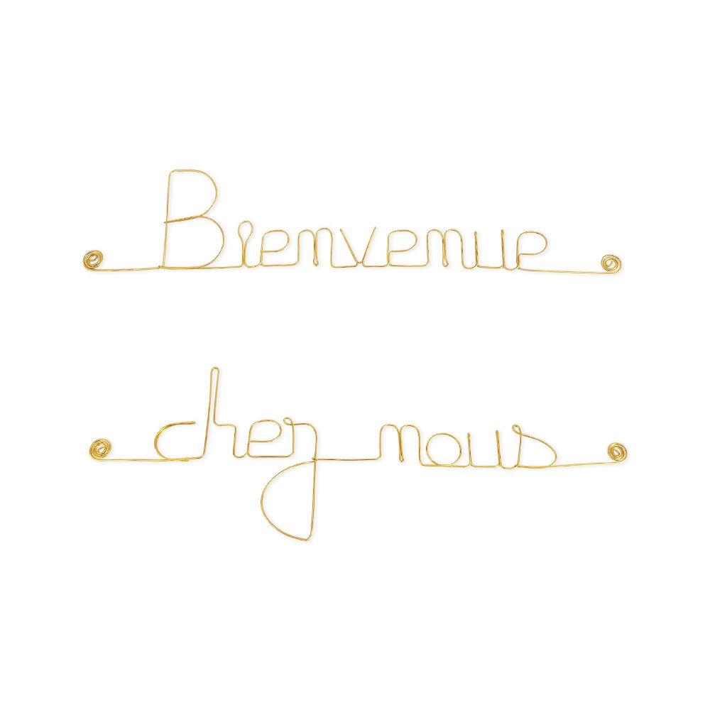 Message simple en fil de fer " Bienvenue chez nous " - à punaiser - Bijoux de mur