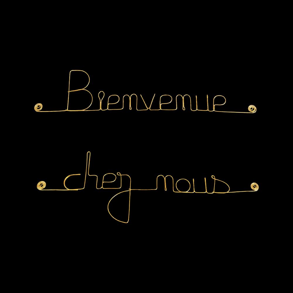 Message simple en fil de fer " Bienvenue chez nous " - à punaiser - Bijoux de mur