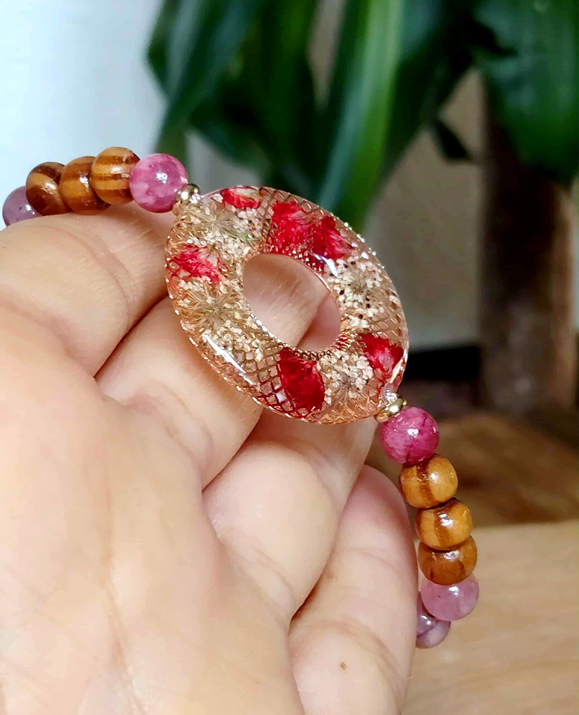 Bracelet Gypsophiles Fleur de carotte Jade