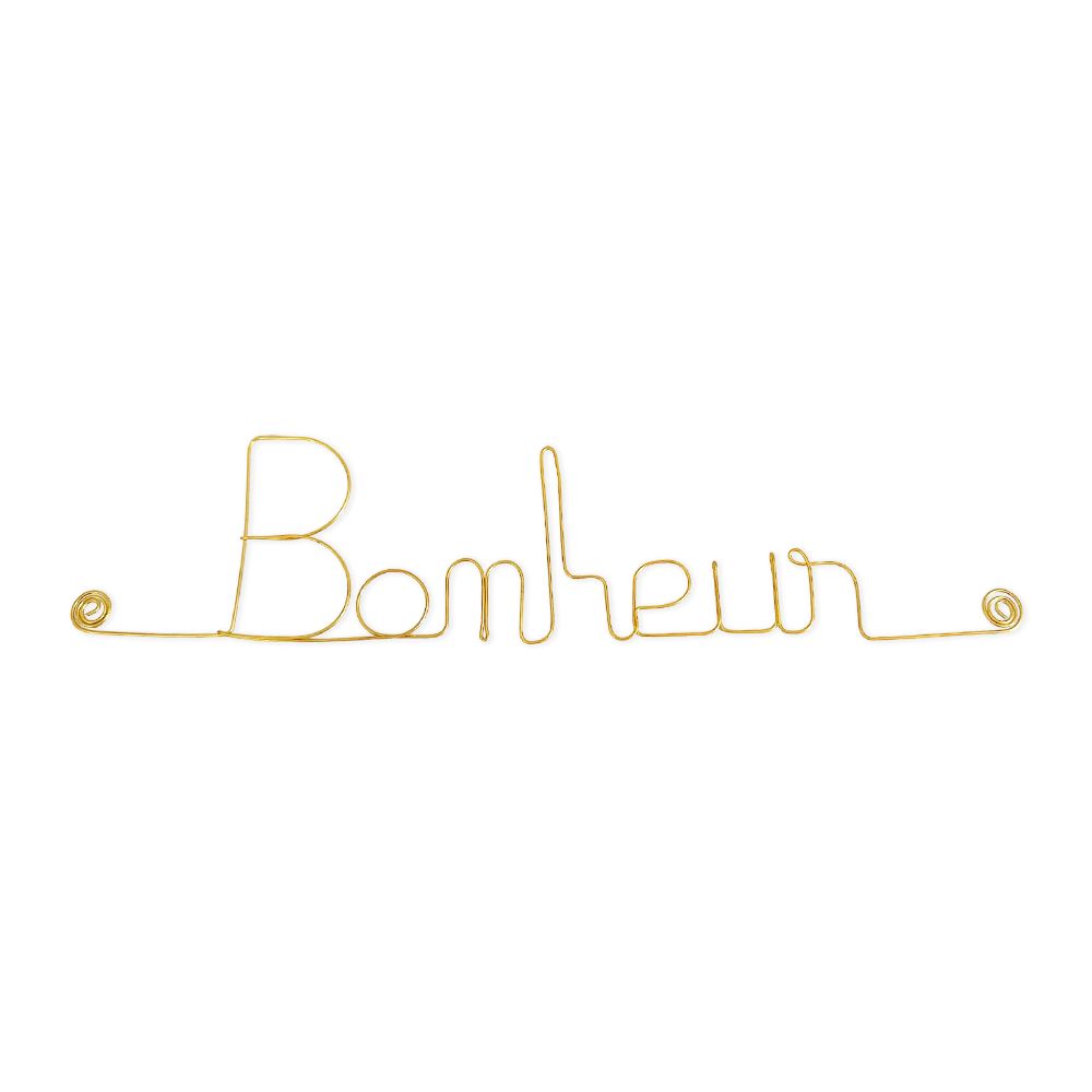 Message simple en fil de fer " Bonheur " - à punaiser - Bijoux de mur