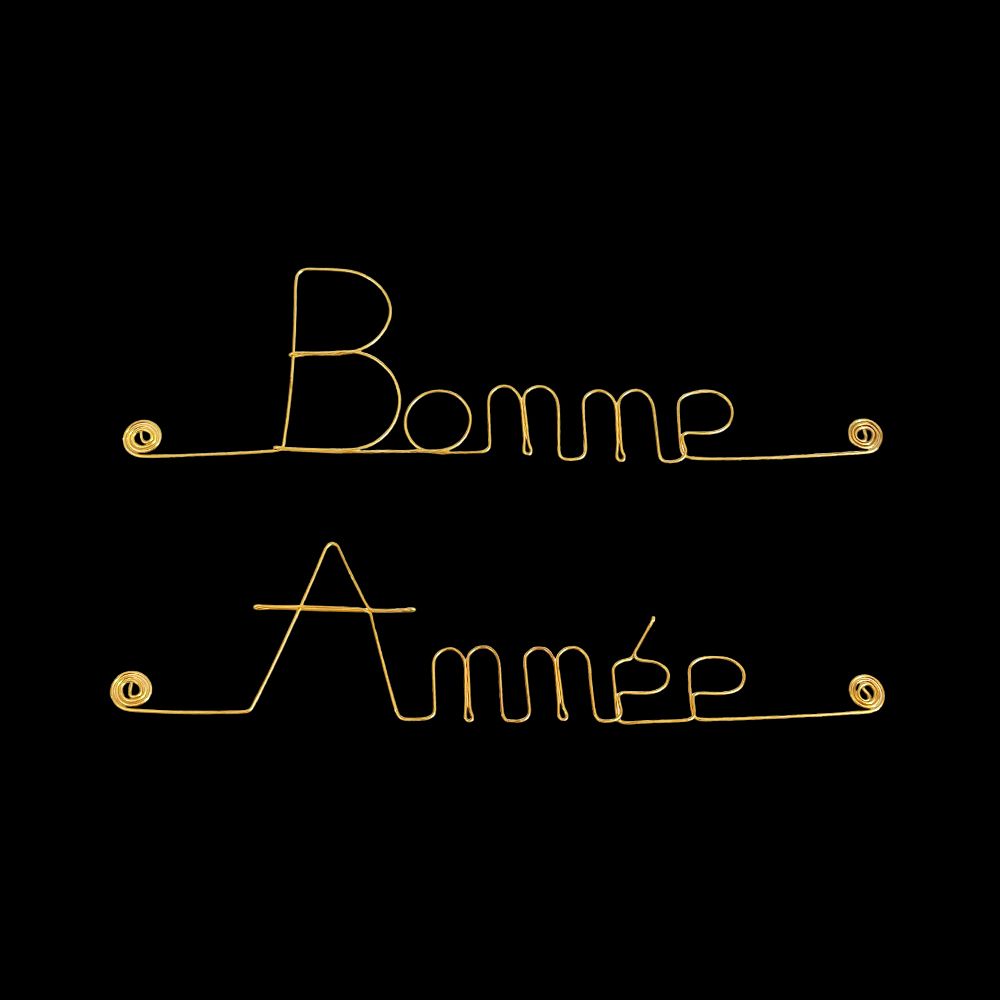 Message simple en fil de fer " Bonne Année " - à punaiser - Bijoux de mur