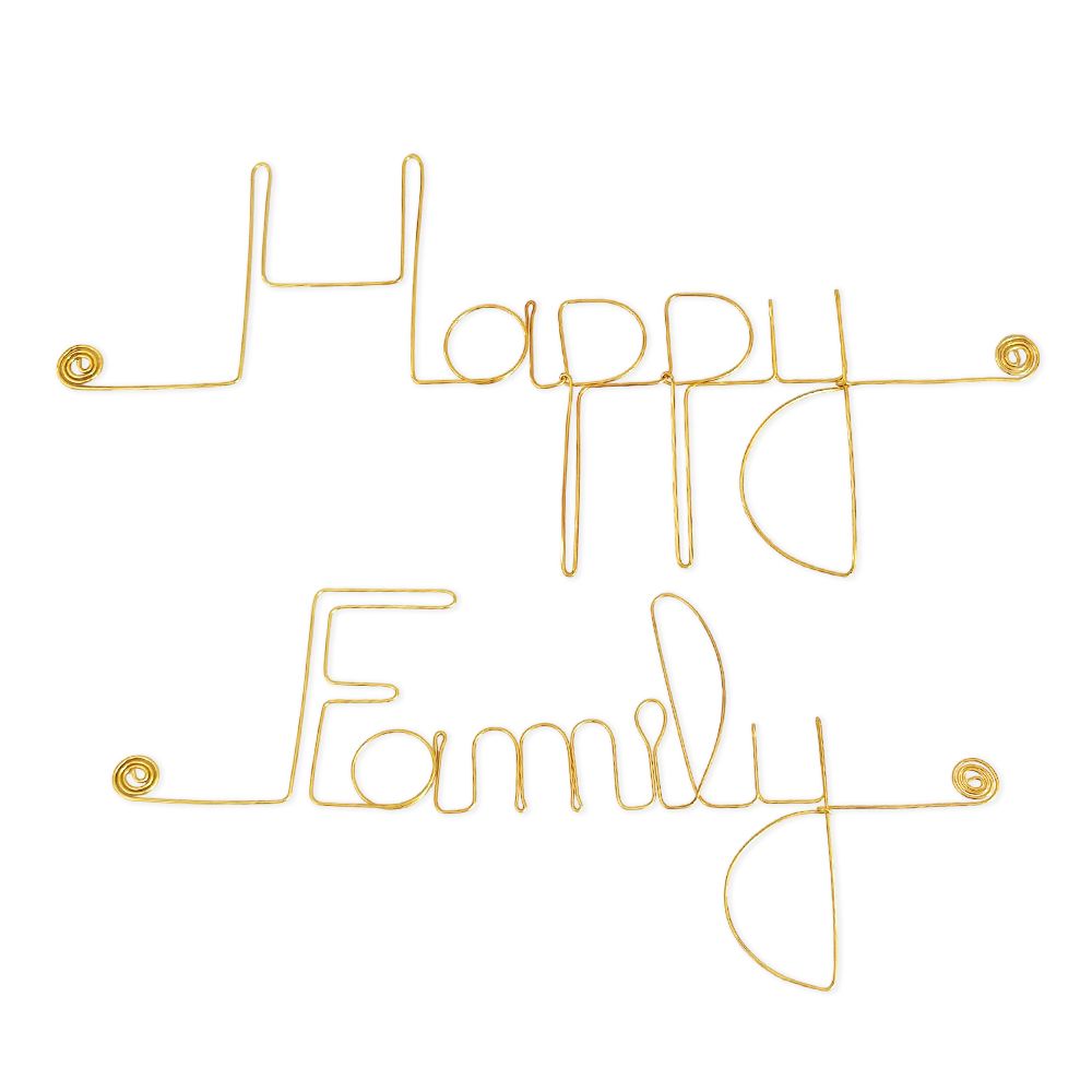 Simple wire message "Happy Family" - to pin up - Wall jewelry