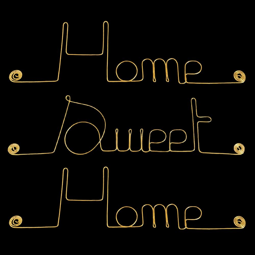 Message simple en fil de fer " Home Sweet Home " - à punaiser - Bijoux de mur