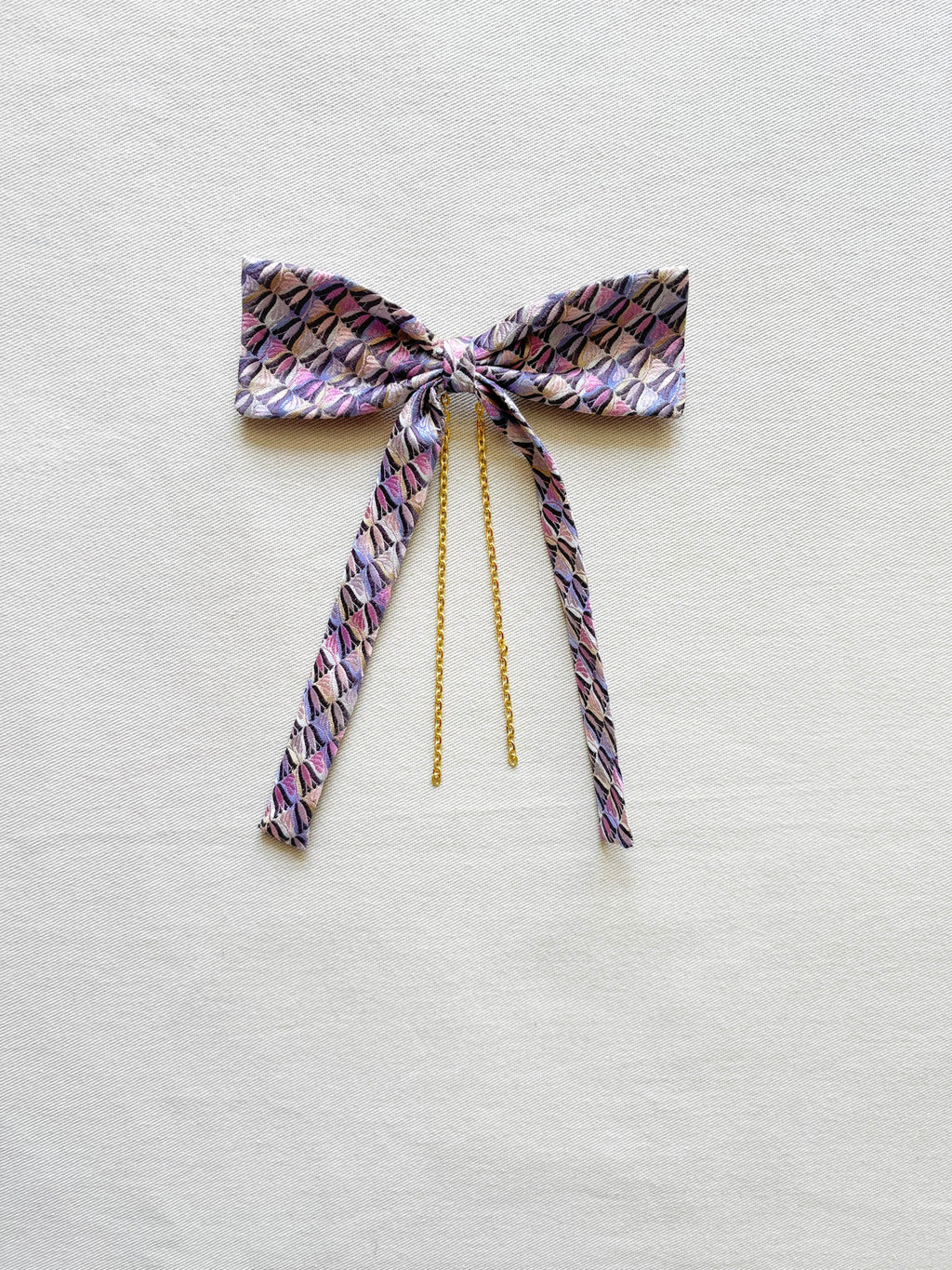 Barrette Nœud Upcyclé 'Candy Floss'