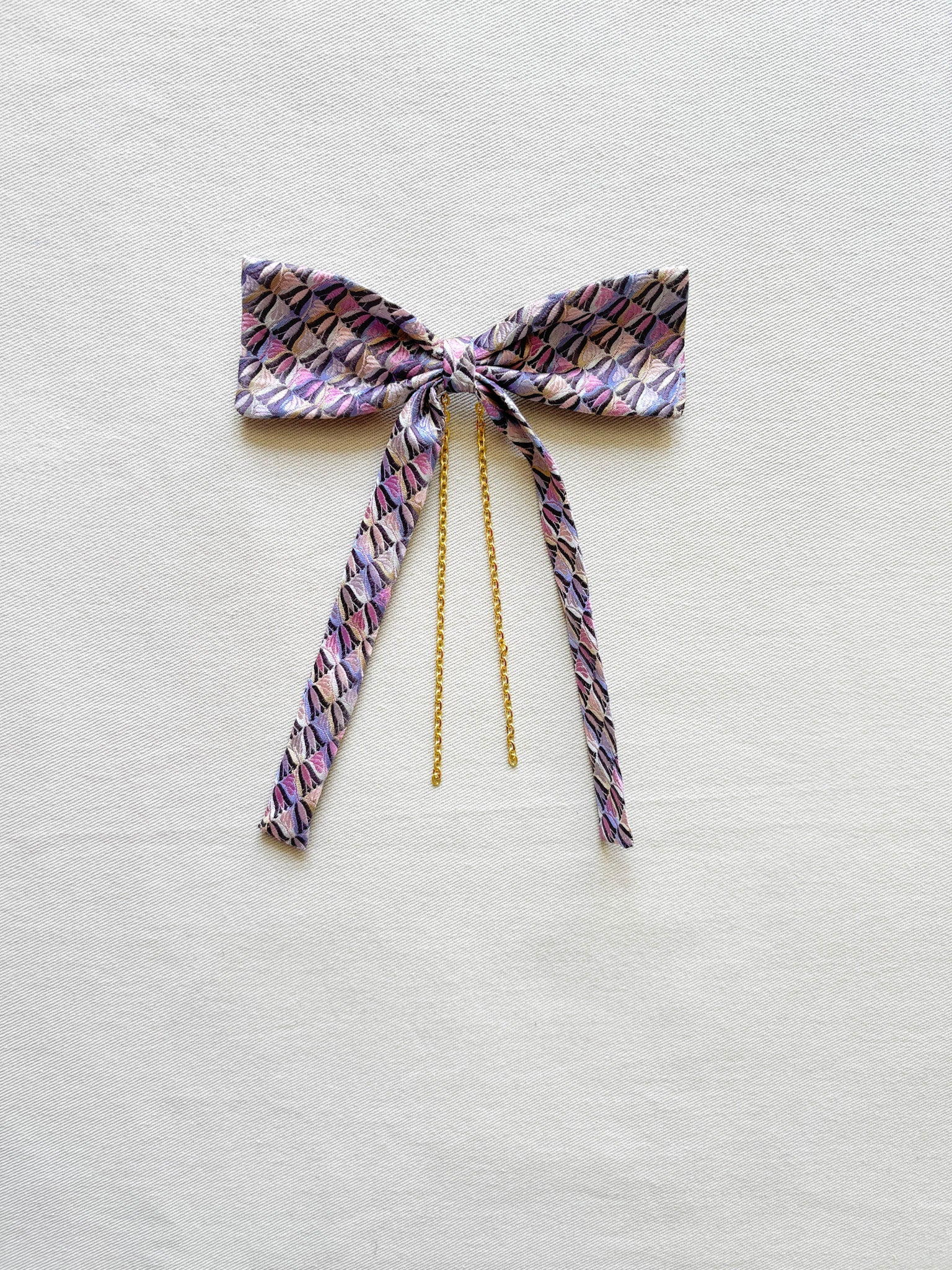 Barrette Nœud Upcyclé 'Candy Floss'