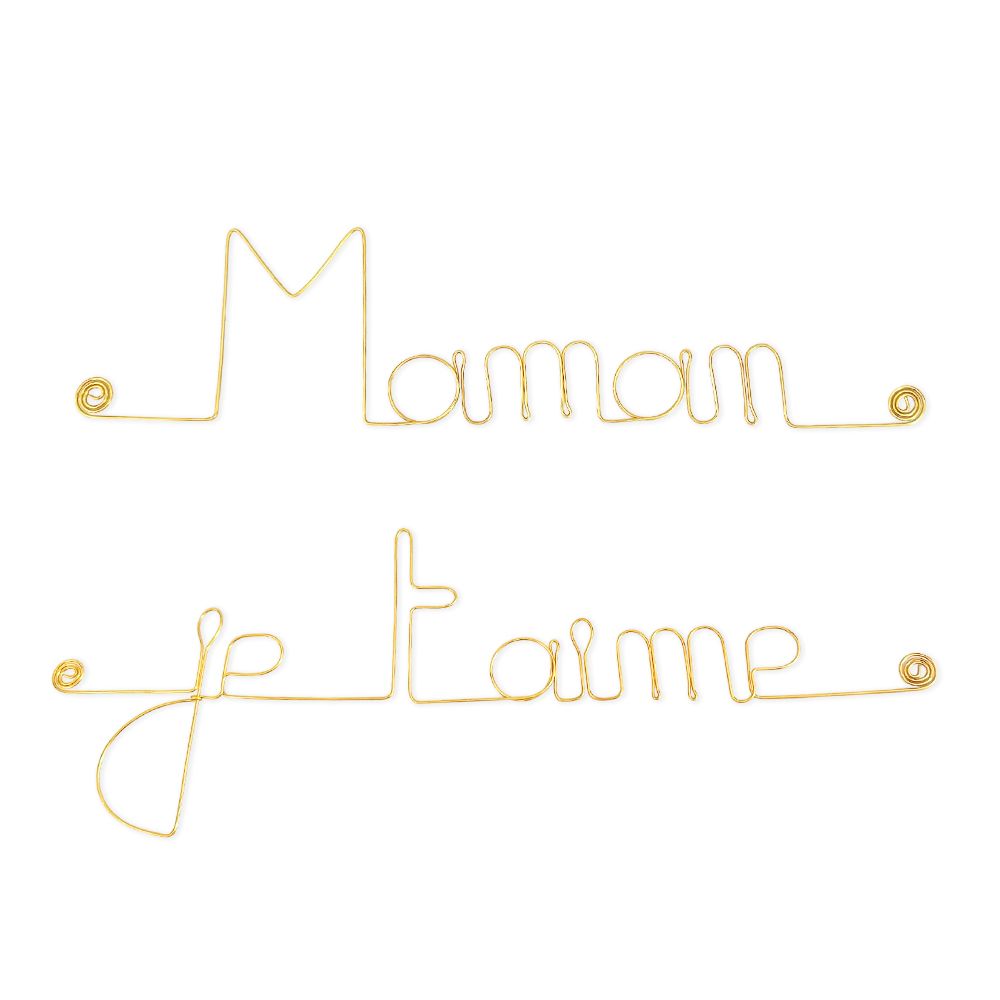 Message simple en fil de fer " Maman je t'aime " - à punaiser - Bijoux de mur